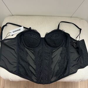 Garage Black Lace Bustier Top chrishelle lace mesh bustier jet black